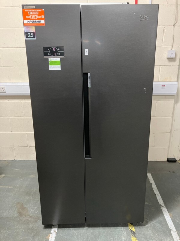 Lot 116  
            Nottingham SR6 - Delivery Or Collection 

                
BEKO AMERICAN STYLE FRIDGE FREEZER MODEL: ASL1442VPZ ORIGINAL RRP: £679.00
