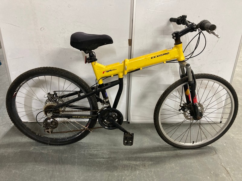 Lot 156  
            Nottingham SR6 - Collection Only 

                
ECOSMO YELLOW FRAME PEDAL BICYCLE (MPSS02391603) (COLLECTION ONLY)