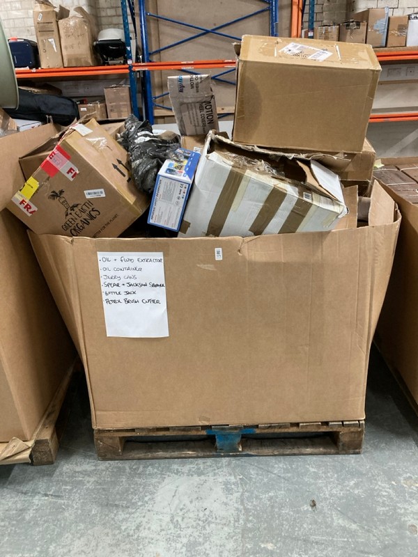 Lot 171  
            Nottingham SR6 - Collection Only 

                
PALLET OF ITEMS TO INC OIL & FLUID EXTRACTOR, PETROL BRUSH CUTTER AND SPEAR & JAC...