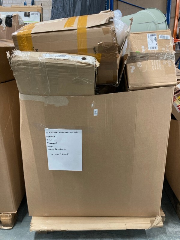 Lot 172  
            Nottingham SR6 - Delivery Or Collection 

                
PALLET OF ITEMS TO INC GUITAR, HEATERS, NINJA PROCESSOR, BEDDING AND HOUSEHOLD IT...