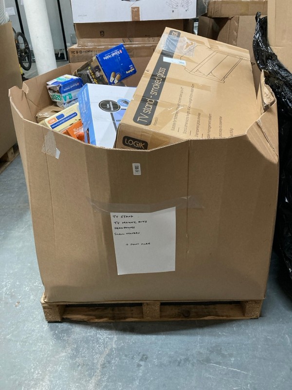 Lot 181  
            Nottingham SR6 - Delivery Or Collection 

                
PALLET OF ITEMS TO INC TV MOUNTS, MEDIA UNIT, HEATERS AND  (ALL ITEMS MUST BE TAKEN)