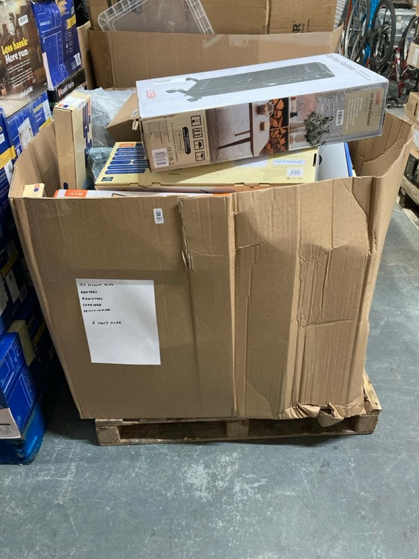 Lot 182  
            Nottingham SR6 - Delivery Or Collection 

                
PALLET OF ITEMS TO INC TV MOUNTS, HEATERS, RADIATORS AND A DEHUMIDIFIER (ALL ITEM...