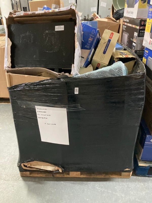 Lot 184  
            Nottingham SR6 - Delivery Or Collection 

                
PALLET OF ITEMS TO INC TV MOUNTS, MICROWAVES, SHREDDERS AND KEYBOARDS (ALL ITEMS ...