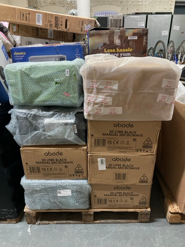 Lot 186  
            Nottingham SR6 - Delivery Or Collection 

                
PALLET OF MICROWAVES TO INC RUSSELL HOBBS AND ABODE (ALL ITEMS MUST BE TAKEN)