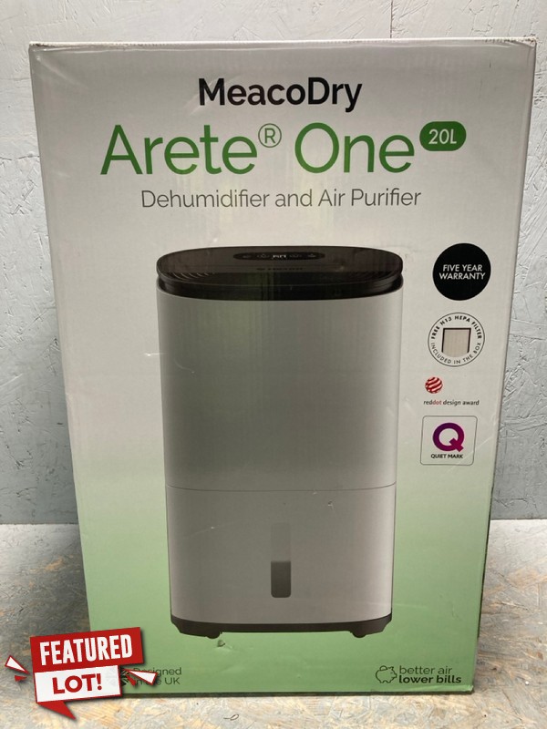 Lot 1  
            Nottingham SR6 - Delivery Or Collection 

                
MEACODRY ARETE ONE 20L DEHUMIDIFIER AND AIR PURIFIER ORIGINAL RRP: £259.99