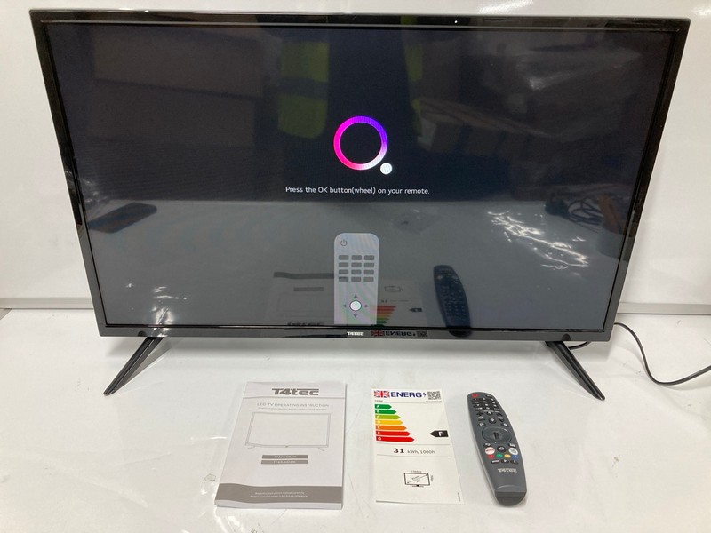 Lot 31  
            Nottingham SR6 - Delivery Or Collection 

                
T4TEC 32" TV MODEL: TT32WEB21K (WITH REMOTE, STAND AND BOX) ORIGINAL RRP: £99.00
