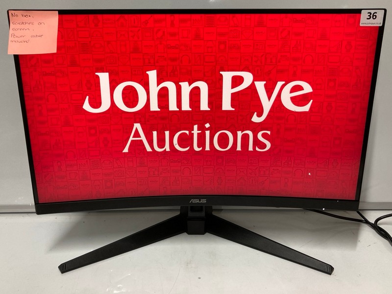 Lot 36  
            Nottingham SR6 - Delivery Or Collection 

                
ASUS 27" CURVED GAMING MONITOR MODEL: VG27W (WITH POWER CABLE AND STAND, NO BOX) ...