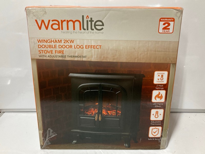 Lot 44  
            Nottingham SR6 - Delivery Or Collection 

                
WARMLITE WINGHAM 2KW DOUBLE DOOR LOG EFFECT STOVE FIRE
