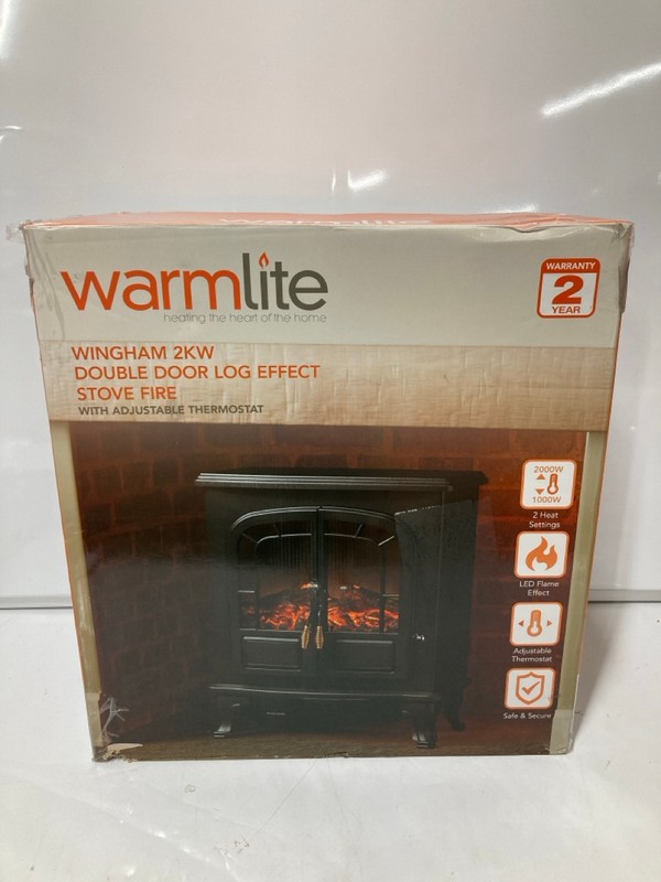Lot 45  
            Nottingham SR6 - Delivery Or Collection 

                
WARMLITE WINGHAM 2KW DOUBLE DOOR LOG EFFECT STOVE FIRE