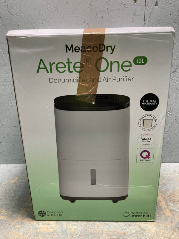 Lot 5  
            Nottingham SR6 - Delivery Or Collection 

                
MEACODRY ARETE ONE 12L DEHUMIDIFIER AND AIR PURIFIER ORIGINAL RRP: £179.99
