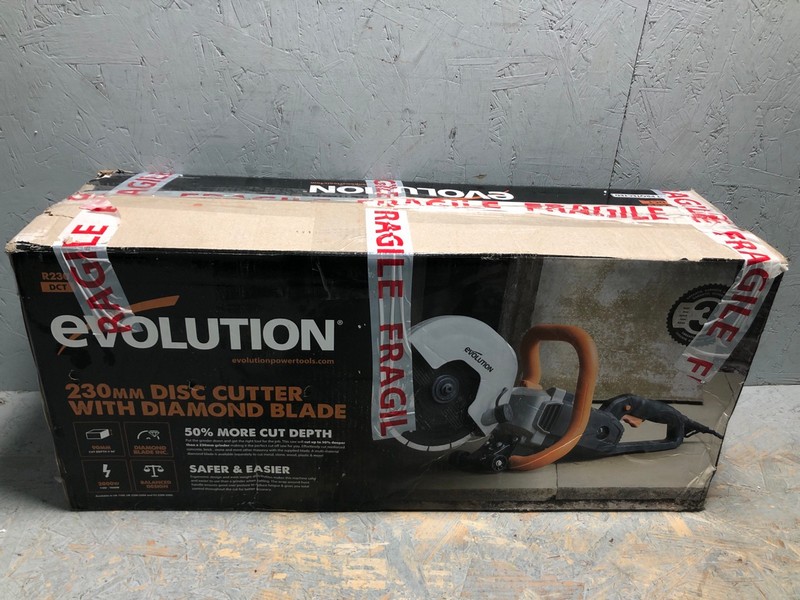 Lot 68  
            Nottingham SR6 - Delivery Or Collection 

                
EVOLUTION 230MM DISC CUTTER WITH DIAMOND BLADE (18+ ID MAY BE REQUIRED)