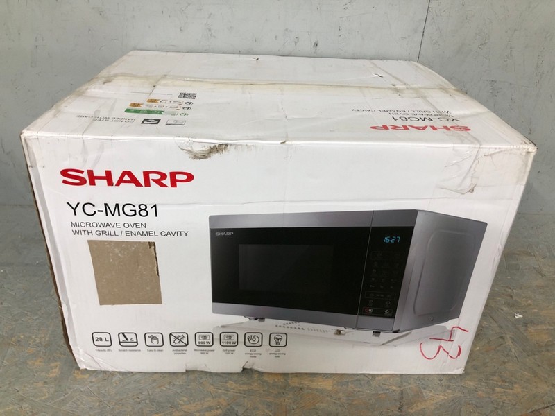 Lot 79  
            Nottingham SR6 - Delivery Or Collection 

                
SHARP MICROWAVE OVEN MODEL: YC-MG81 ORIGINAL RRP: £119.99