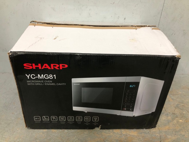 Lot 83  
            Nottingham SR6 - Delivery Or Collection 

                
SHARP MICROWAVE OVEN MODEL: YC-MG81 ORIGINAL RRP: £119.99