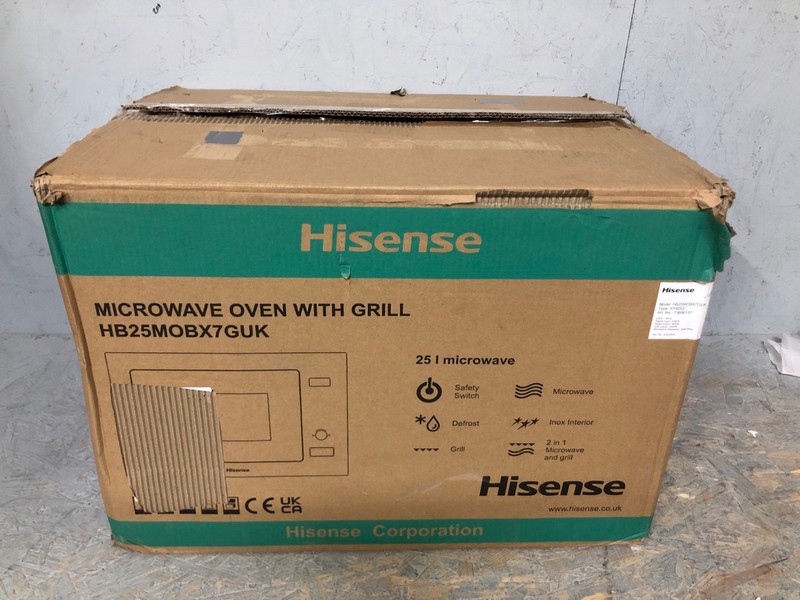 Lot 84  
            Nottingham SR6 - Delivery Or Collection 

                
HISENSE BUILT-IN MICROWAVE WITH GRILL MODEL: HB25MOBX7GUK ORIGINAL RRP: £179.97