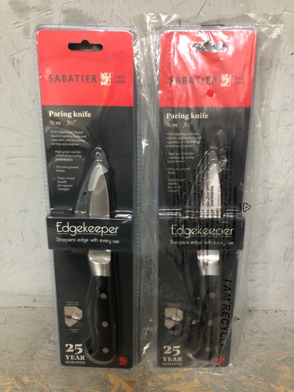 Lot 94  
            Nottingham SR6 - Collection Only 

                
3 X SABATIER EDGEKEEPER PARING KNIVES (18+ ID MAY BE REQUIRED - COLLECTION ONLY)
