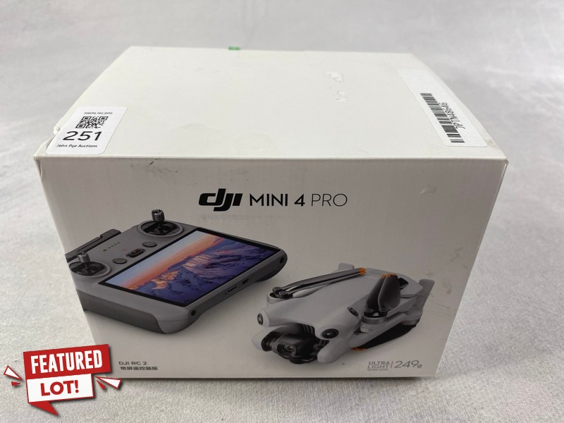 Lot 251  
            Nottingham Prem - Delivery Only 

                
DJI MINI 4 PRO DRONE: MODEL NO MT4MFVD, RC331 (WITH BOX & ACCESSORIES)ORIGINAL RR...