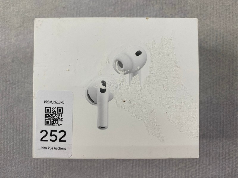 Lot 252  
            Nottingham Prem - Delivery Only 

                
APPLE AIRPODS PRO EARPHONES: MODEL NO A3047, A2968, A3048 (WITH BOX)  [JPTN48628]
