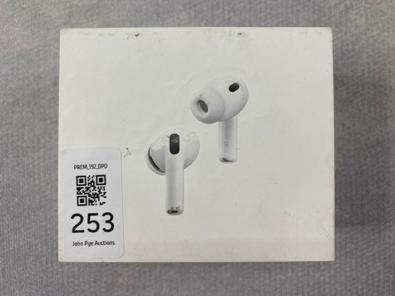 Lot 253  
            Nottingham Prem - Delivery Only 

                
APPLE AIRPODS PRO EARPHONES: MODEL NO A3122, A3064, A3063 (WITH BOX)  [JPTN48634]