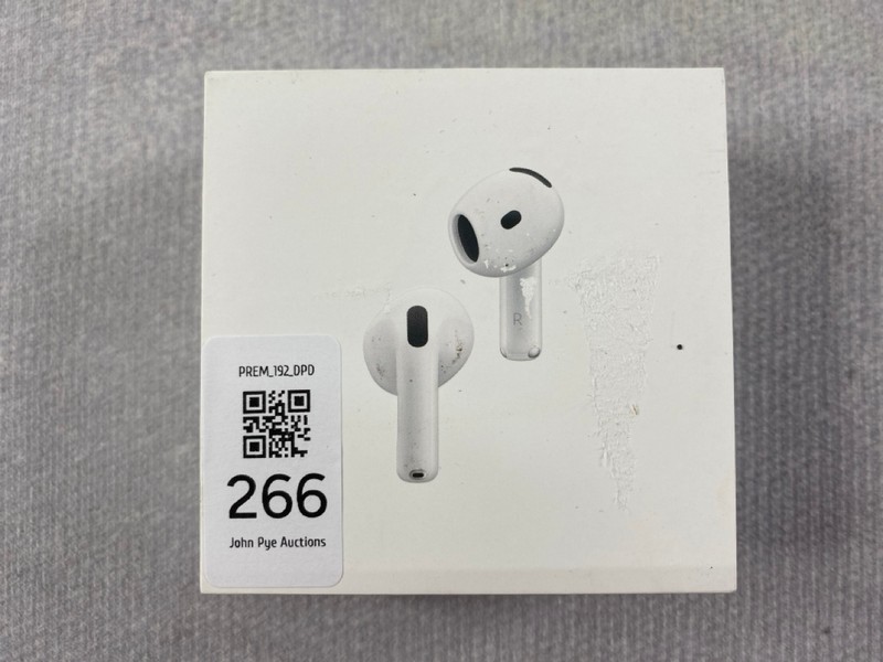 Lot 266  
            Nottingham Prem - Delivery Only 

                
APPLE AIRPODS 4 (ANC) EARPHONES: MODEL NO A3055, A3056, A3059 (WITH BOX)  [JPTN48...