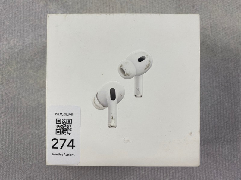 Lot 274  
            Nottingham Prem - Delivery Only 

                
APPLE AIRPODS PRO EARPHONES: MODEL NO A3047, A3048, A2968 (WITH BOX)  [JPTN48499]