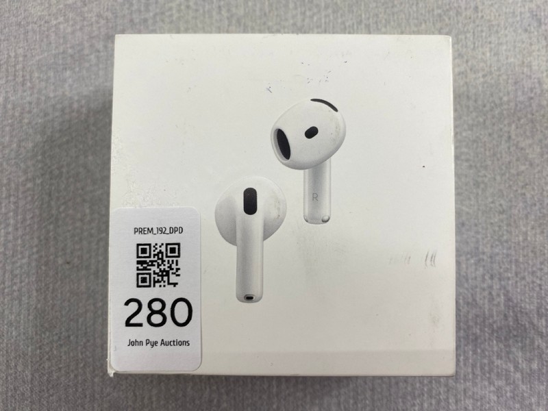 Lot 280  
            Nottingham Prem - Delivery Only 

                
APPLE AIRPODS 4 EARPHONES: MODEL NO A3050, A3053, A3058 (WITH BOX)  [JPTN48486]
