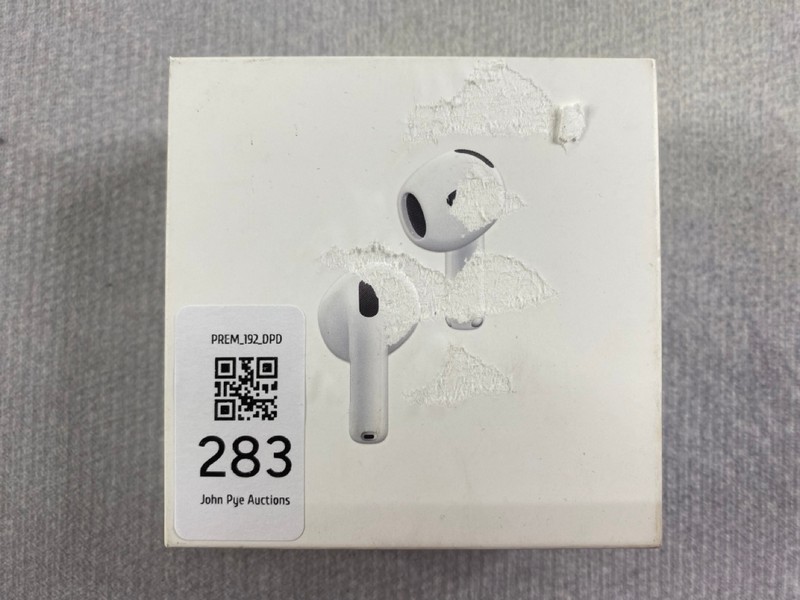 Lot 283  
            Nottingham Prem - Delivery Only 

                
APPLE AIRPODS 4 (ANC) EARPHONES: MODEL NO A3055, A3056, A3059 (WITH BOX)  [JPTN48...