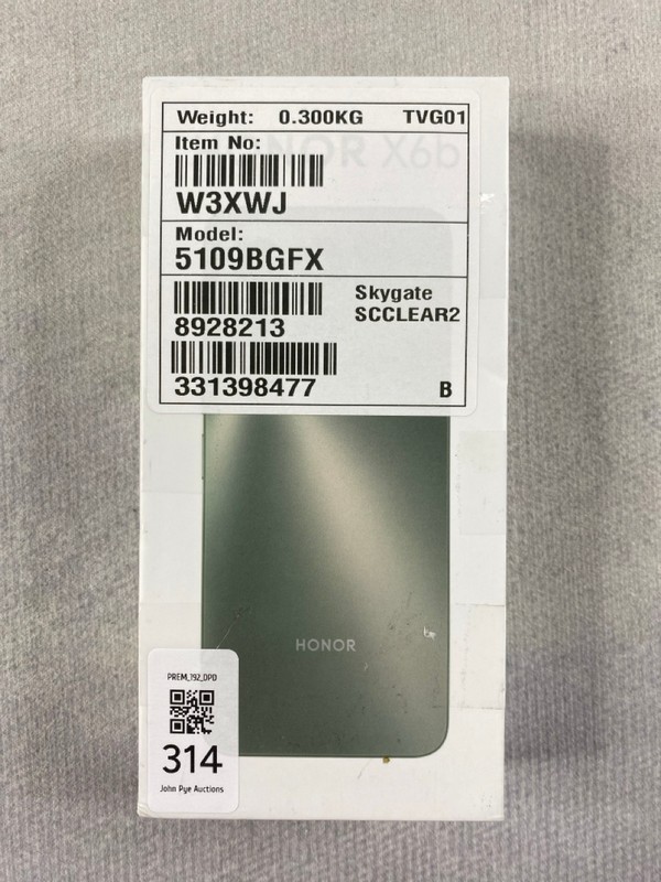 Lot 314  
            Nottingham Prem - Delivery Only 

                
HONOR X6B 128GB SMARTPHONE IN BLACK: MODEL NO CRT-NX1 (WITH BOX & ACCESSORIES)  [...