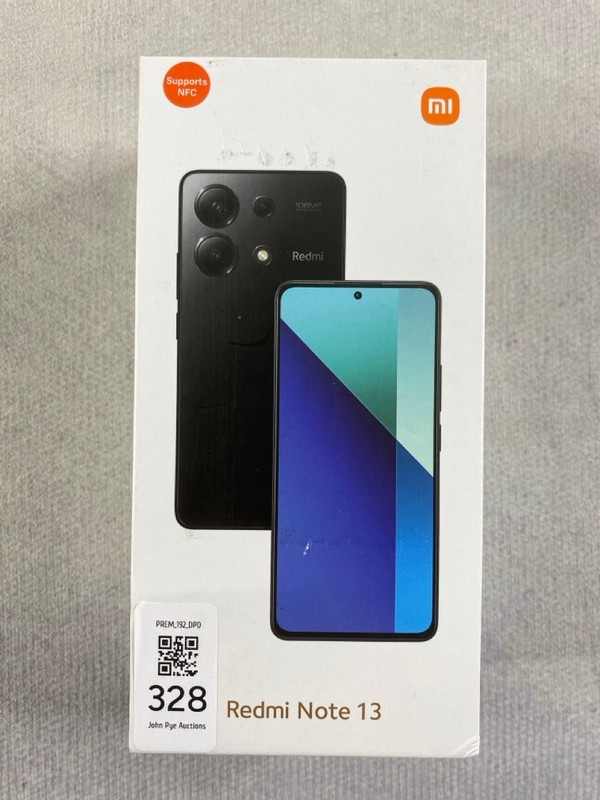 Lot 328  
            Nottingham Prem - Delivery Only 

                
REMI NOTE 13 128GB SMARTPHONE IN ICE BLUE. (WITH BOX & ACCESSORIES)  [JPTN48636]