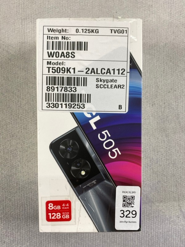 Lot 329  
            Nottingham Prem - Delivery Only 

                
TCL MOBILE 505 128GB SMARTPHONE IN BLACK: MODEL NO TC-905K (WITH BOX & ACCESSORIE...