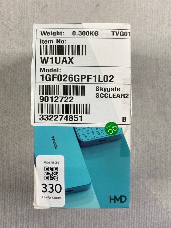 Lot 330  
            Nottingham Prem - Delivery Only 

                
NOKIA 235 4G  SMARTPHONE IN PURPLE. (WITH BOX & ACCESSORIES)  [JPTN48645]