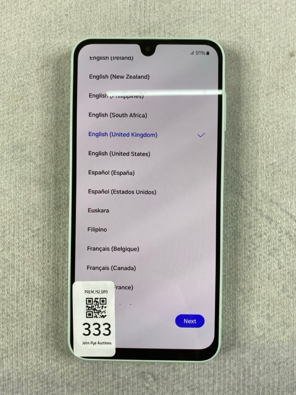 Lot 333  
            Nottingham Prem - Delivery Only 

                
SAMSUNG GALAXY A16 128GB SMARTPHONE IN LIGHT GREEN: MODEL NO SM-A165F  [JPTN48573]