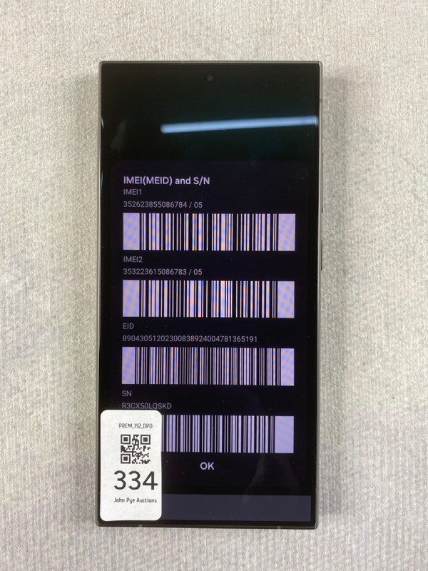 Lot 334  
            Nottingham Prem - Delivery Only 

                
SAMSUNG GALAXY S24 ULTRA 512GB SMARTPHONE IN BLACK: MODEL NO SM-S928B/DS (WITH AC...