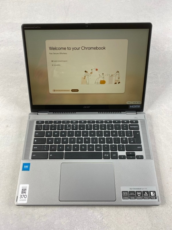 Lot 370  
            Nottingham Prem - Delivery Only 

                
ACER CHROMEBOOK SPIN 314 128GB LAPTOP. (WITH BOX & AC  CHARGER). INTEL N100, 4GB ...