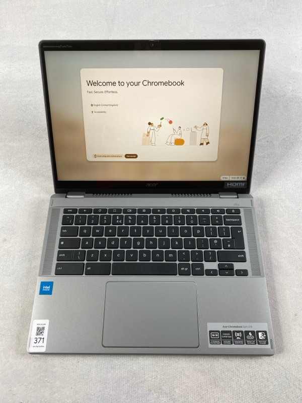Lot 371  
            Nottingham Prem - Delivery Only 

                
ACER CHROMEBOOK SPIN 314 128GB LAPTOP. (WITH BOX & AC  CHARGER). INTEL N100, 4GB ...