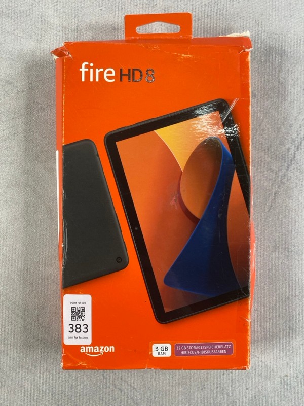 Lot 383  
            Nottingham Prem - Delivery Only 

                
FIRE HD 8 (12TH GEN) 32GB TABLET WITH WIFI: MODEL NO R24SB8 (WITH DAMAGED BOX)  [...