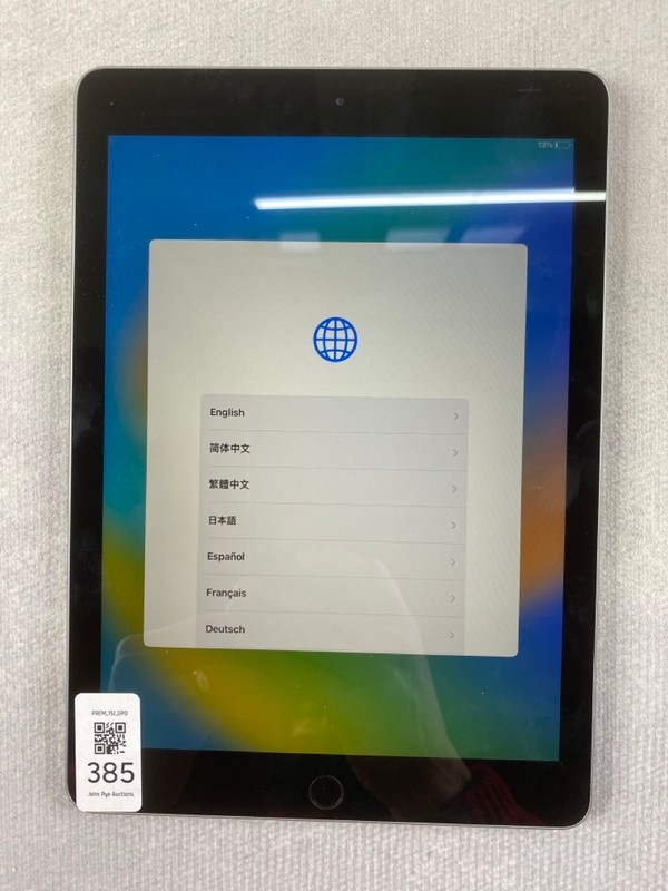 Lot 385  
            Nottingham Prem - Delivery Only 

                
APPLE IPAD (5TH GEN) 32GB TABLET WITH WIFI: MODEL NO MP2F2HC/A  [JPTN48526]