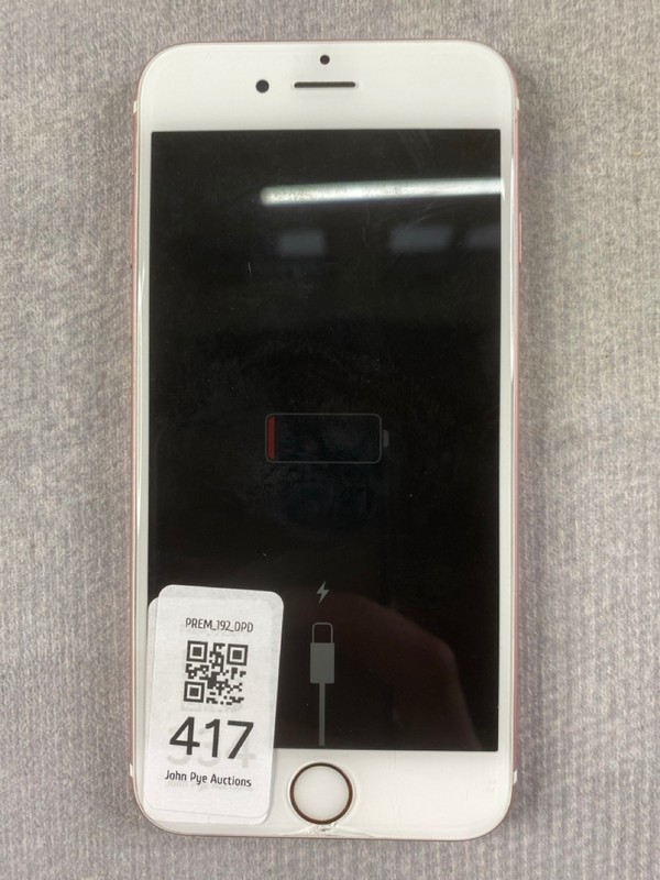 Lot 417  
            Nottingham Prem - Delivery Only 

                
APPLE IPHONE 6S 16GB SMARTPHONE: MODEL NO A1688 (CRACKED FRONT)  [JPTN48185]