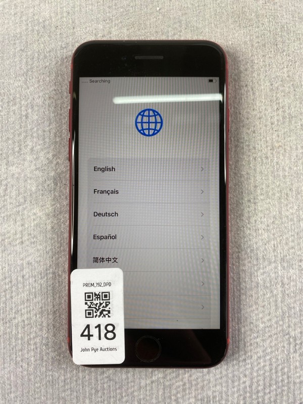 Lot 418  
            Nottingham Prem - Delivery Only 

                
APPLE IPHONE SE 2 64GB SMARTPHONE IN RED: MODEL NO A2296  [JPTN48123]
