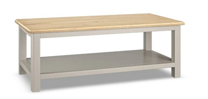 Lot 154  
            Marchington SR10 - Delivery or Collection 

                
OAK FURNITURELAND HENLEY NATURAL OAK AND STONE PAINTED HARDWOOD COFFEE TABLE - OR...