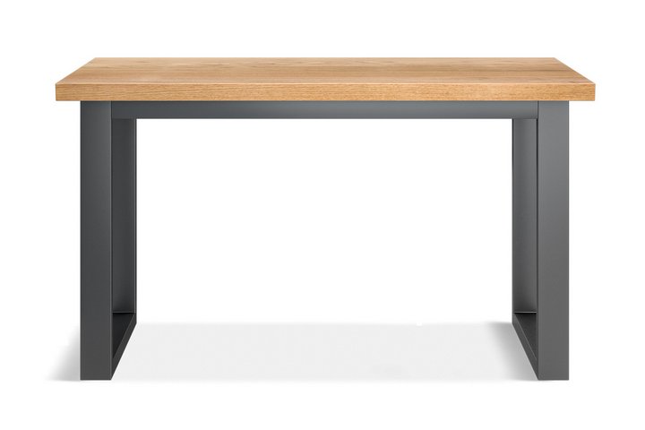 Lot 15  
            Marchington SR10 - Delivery or Collection 

                
OAK FURNITURELAND MAINE NATURAL SOLID OAK & METAL FIXED DINING TABLE 130CM - ORIG...