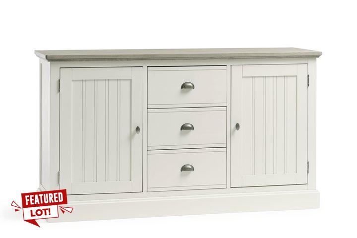 Lot 36  
            Marchington SR10 - Delivery or Collection 

                
OAK FURNITURELAND BROMPTON PAINTED ACACIA AND ASH TOP LARGE SIDEBOARD - SOLID HAR...