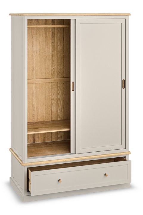 Lot 57  
            Marchington SR10 - Delivery or Collection 

                
OAK FURNITURELAND HENLEY NATURAL OAK AND STONE PAINTED HARDWOOD DOUBLE WARDROBE -...