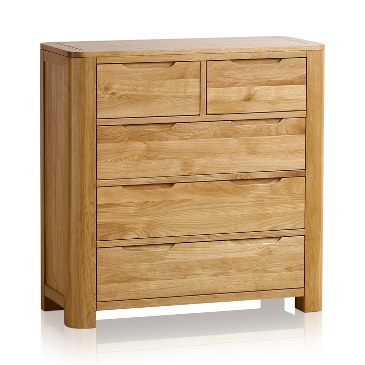 Lot 60  
            Marchington SR10 - Delivery or Collection 

                
OAK FURNITURELAND ROMSEY NATURAL SOLID OAK 2+3 CHEST OF DRAWERS - ORIGINAL RRP £4...