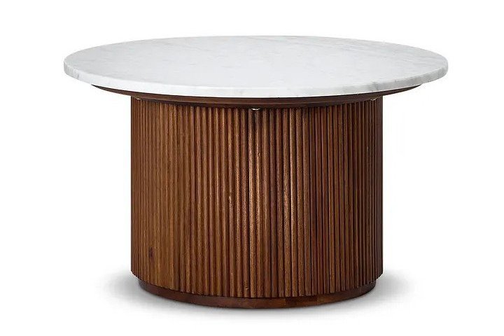 Lot 74  
            Marchington SR10 - Delivery or Collection 

                
OAK FURNITURELAND ELBA ACACIA AND MARBLE COFFEE TABLE - ORIGINAL RRP £579.99: LOC...