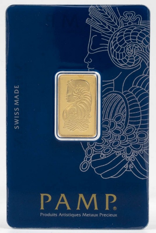Lot 13  
            Nottingham Luxury Room - Delivery Only 

                
Pamp 24ct Fine Gold Bar, 5g, Sealed. Certificate No. C047782.  Auction Guide: £40...