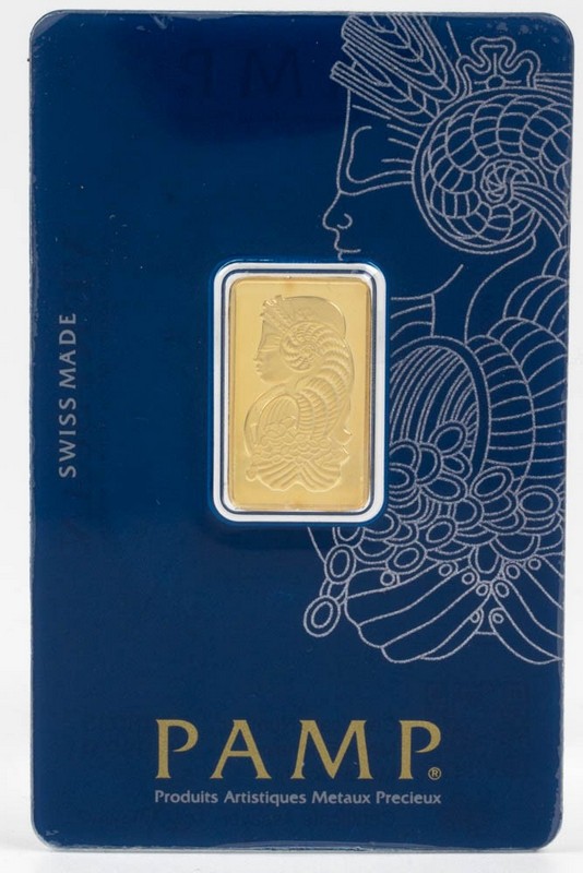Lot 14  
            Nottingham Luxury Room - Delivery Only 

                
Pamp 24ct Fine Gold Bar, 5g, Sealed. Certificate No. C048035.   Auction Guide: £4...