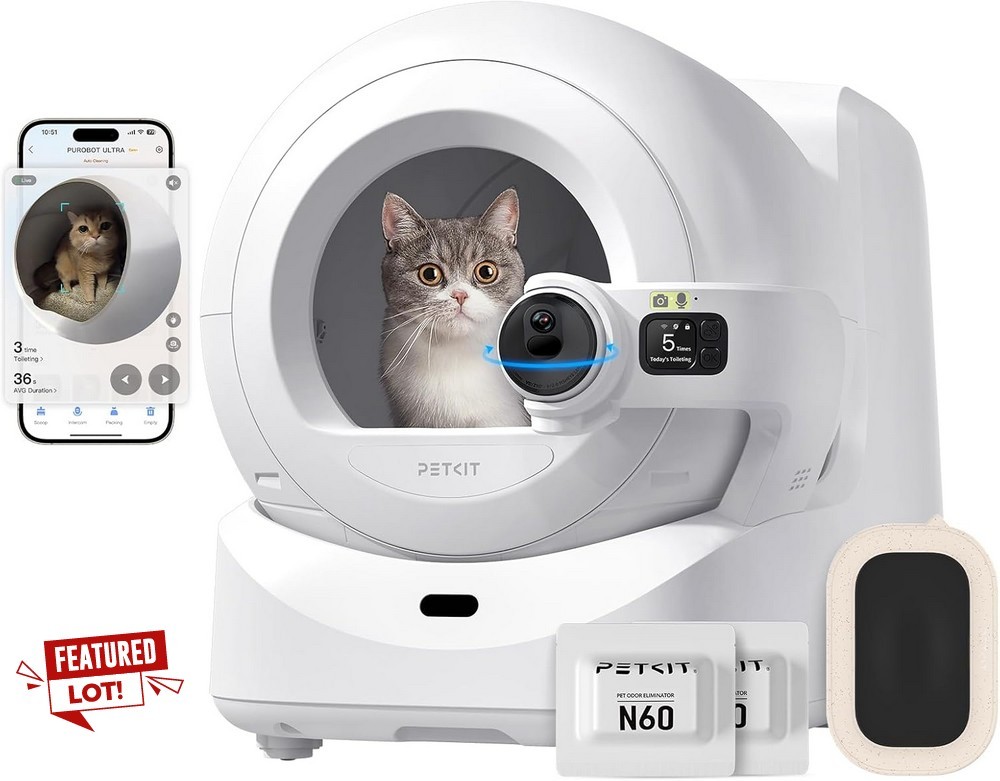 Lot 1  
            Chesterfield Tech - Collection or Optional Delivery Available 

                
PETKIT PUROBOT ULTRA WITH CAMERA SELF CLEANING LITTER BOX CAT ACCESSORY (ORIGINAL...