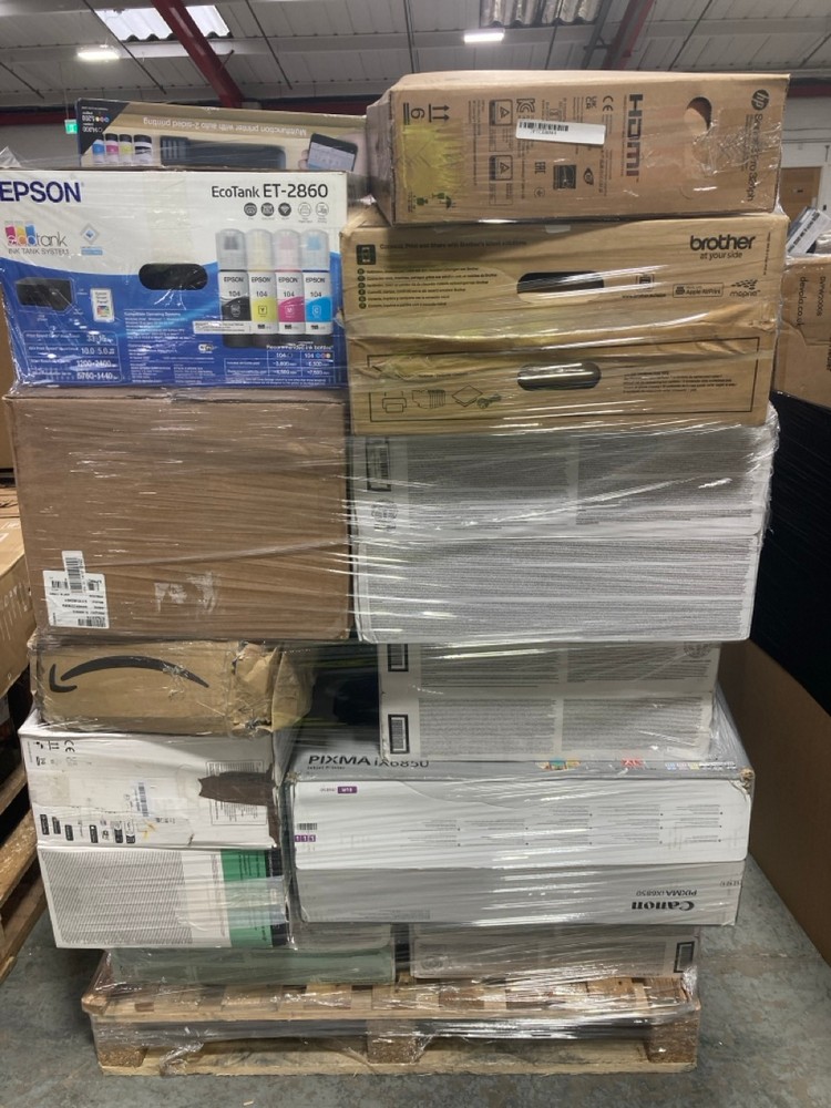 Lot 28  
            Chesterfield Tech - Collection or Optional Delivery Available 

                
PALLET OF ASSORTED PRINTERS. [JPTC88044] (KERBSIDE PALLET DELIVERY)
