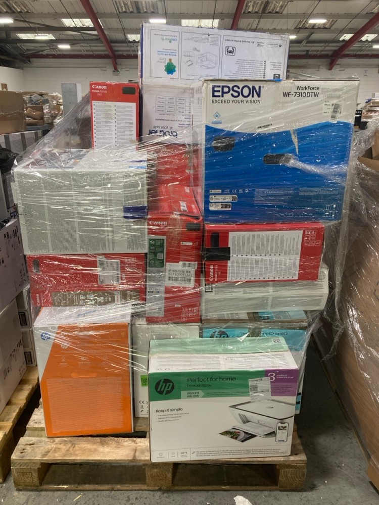 Lot 35  
            Chesterfield Tech - Collection or Optional Delivery Available 

                
PALLET OF ASSORTED PRINTERS. [JPTC88043] (KERBSIDE PALLET DELIVERY)