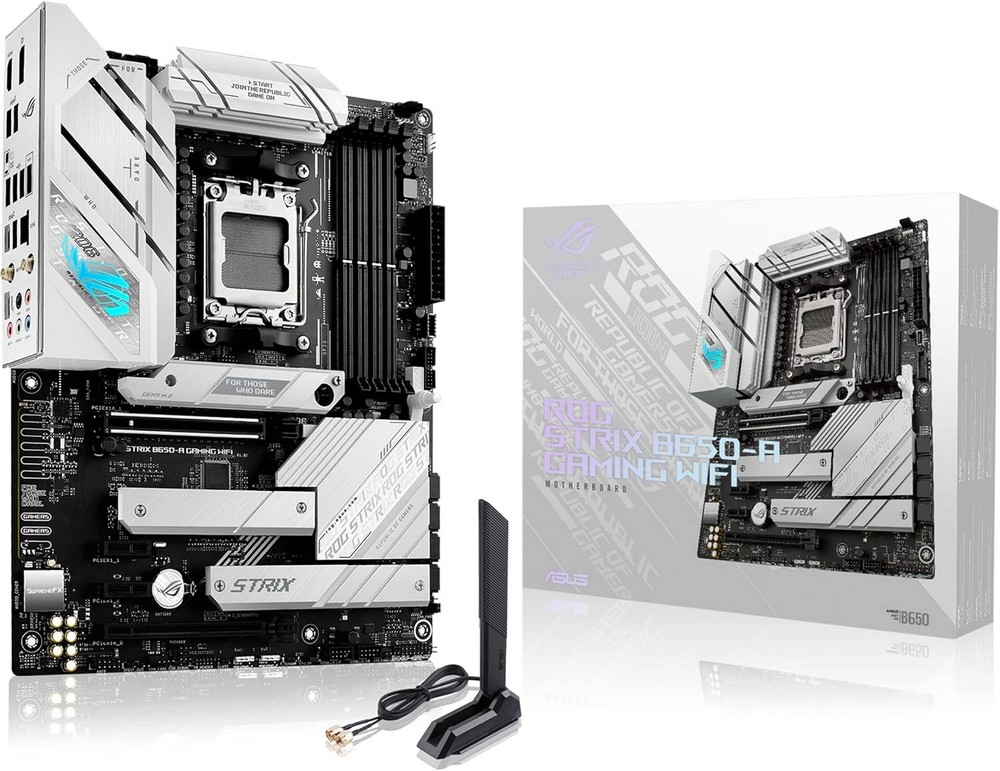 Lot 135  
            Chesterfield Tech - Parcel Delivery Only 

                
ASUS ROG STRIX B650-A GAMING WIFI MOTHERBOARD (ORIGINAL RRP - £167.92) IN WHITE. ...